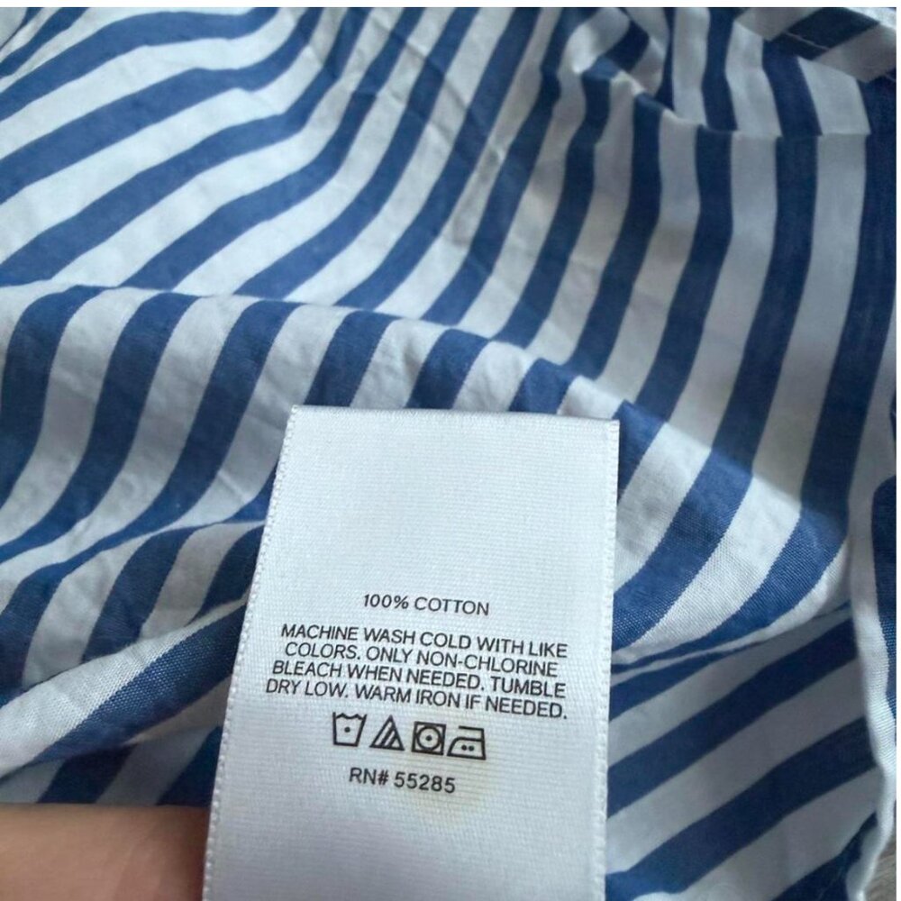 Express blue and white pin striped boyfriend button down shirt Size S - Picture 7 of 8